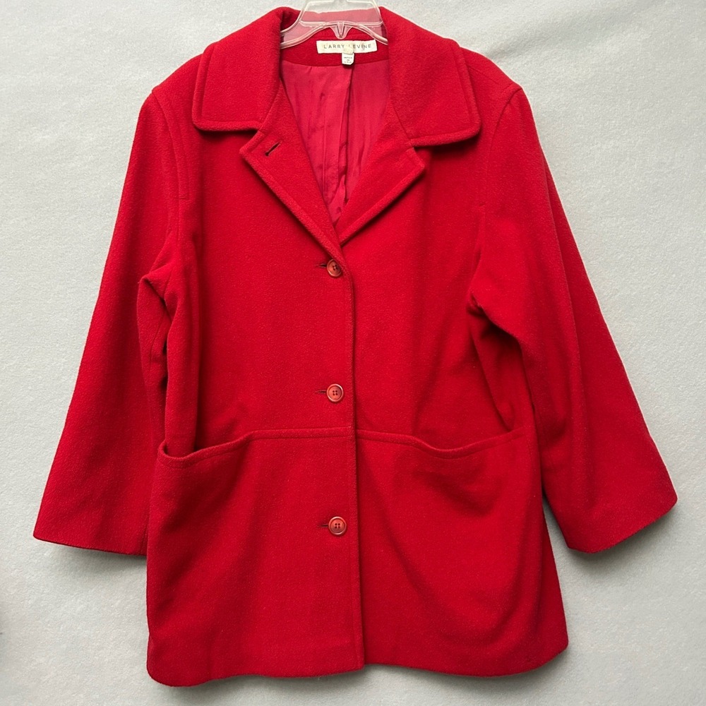 Larry Levine Womens 14 Car Coat Red Vintage Wool Blend Union Made USA Jacket